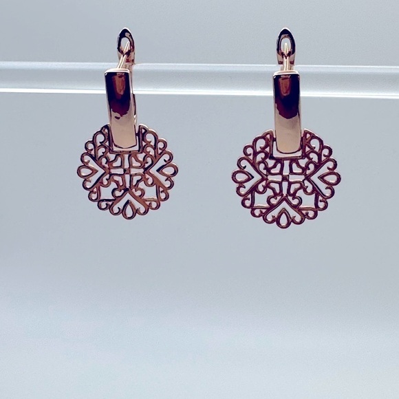 🌟SALE🌟Rose Gold Plated Geometric Dangle Earrings - Picture 4 of 7